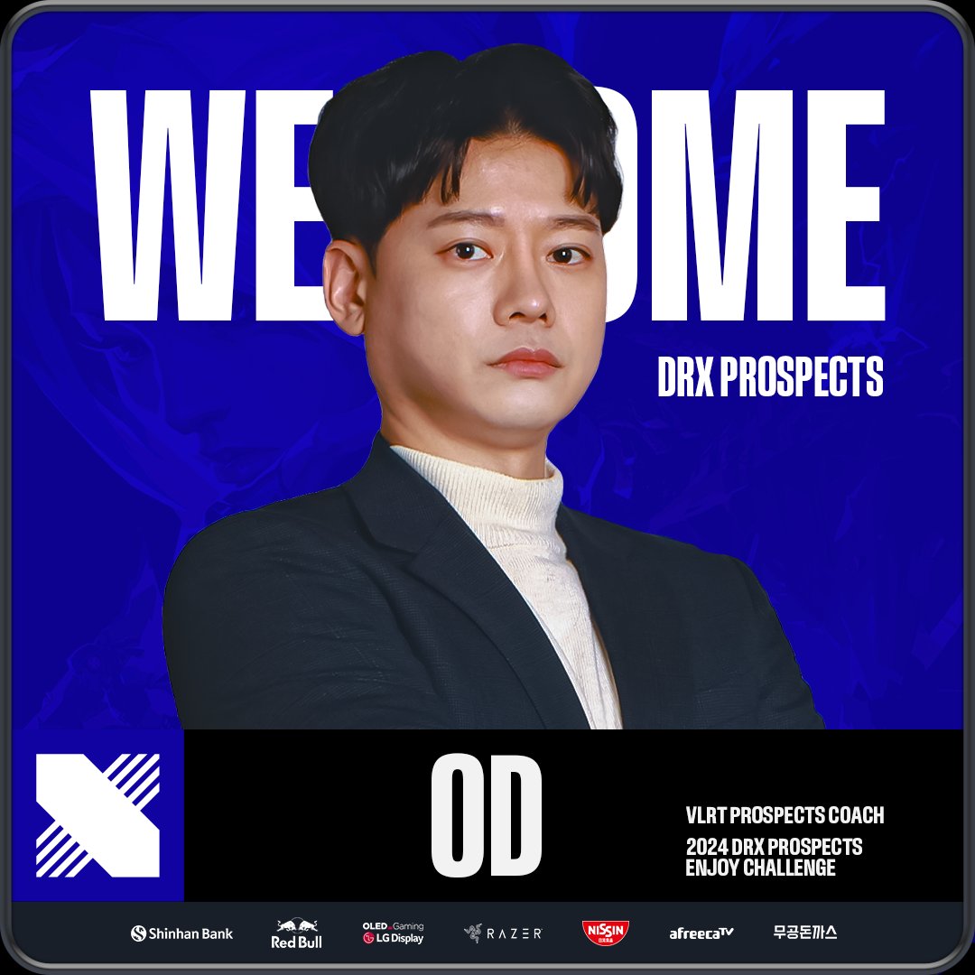 A new leader for our young guns.
Please join us in welcoming our newest DRX Prospects Coach @odzzang!

DRX Prospects를 함께 이끌어 나갈 DRX OD 코치님을 환영합니다!

#DRXWIN #EnjoyChallenge
#Ascend #VCT2024