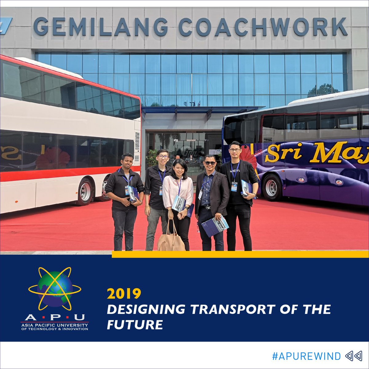 2019 - Students from our School of Media, Arts, & Design clinched 1st & 3rd place at the GML Bus Body & Interior Design Competition, held in conjunction with Gemilang Coachwork's 30th Anniversary to foster talent in bus design, focusing on aesthetics and functionality. #APURewind