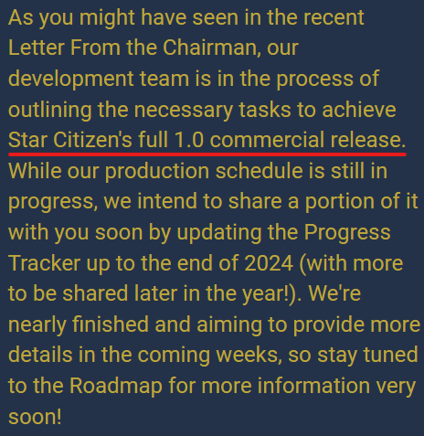 Roadmap Roundup May 1, 2024
'Star Citizen's full 1.0 commercial release...'
Is it still on the paper by all means? 👀
#StarCitizen