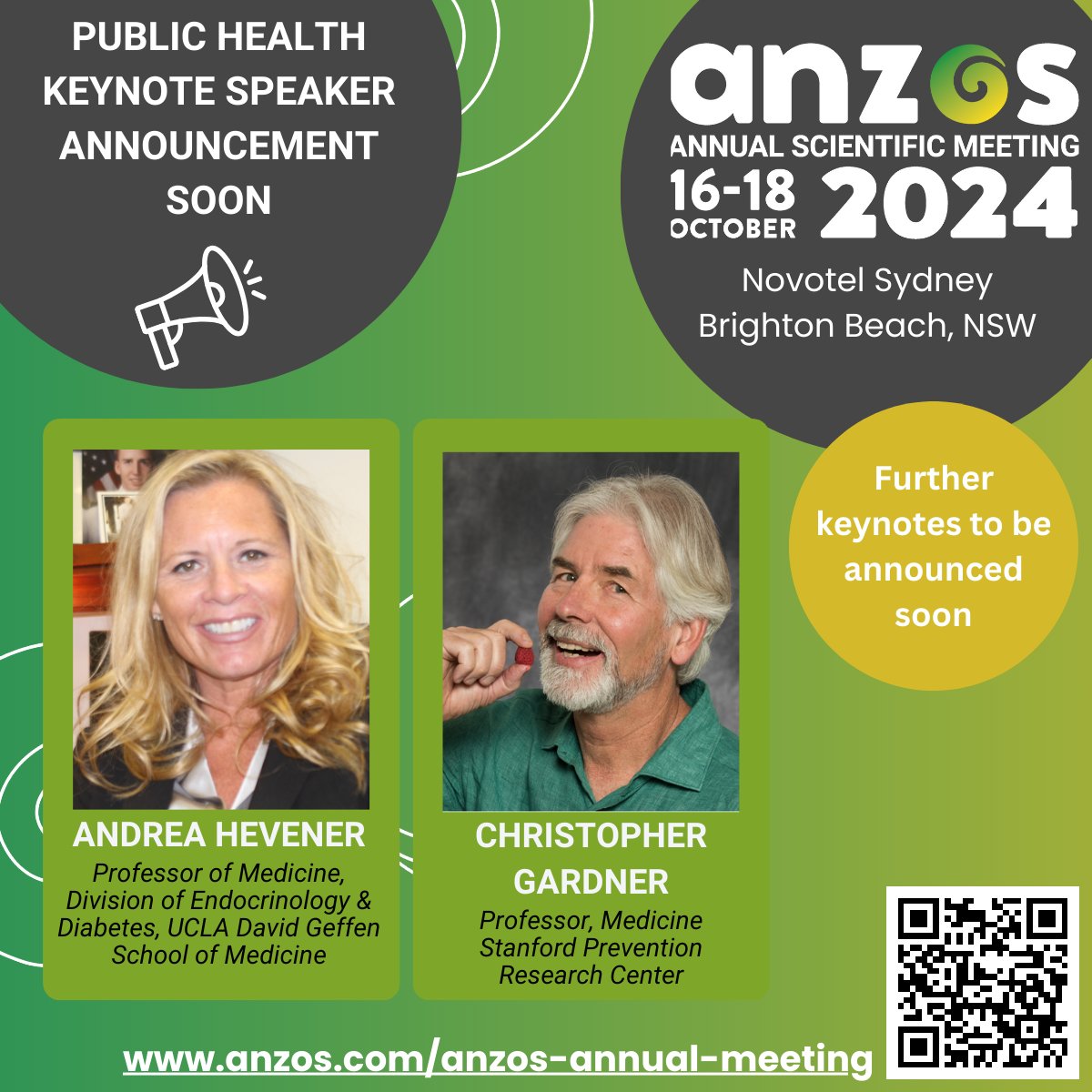 🌟Thrilled to welcome two of #ANZOS2024 Plenary speakers: @GardnerPhD and @AndreaHevener !! Two leading researchers in nutrition and metabolism. We are honored to have you! Watch this space for 2 additional Plenary speakers to be announced soon! Sydney 16-18 October👇🇦🇺🇳🇿🔬👩‍🎓
