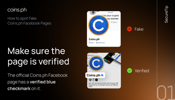 coinsph's tweet photo. ⚠️ #SecureTip: Protect Yourself from Fake Facebook Pages!
Don't fall for impersonators claiming to be https://t.co/nwbIOfGZon. Watch out for typos and ensure our official page has the verified blue checkmark. We'll never send you suspicious links.
For customer service support, contact us at help@coins.ph. Stay safe, #Coinmunity!