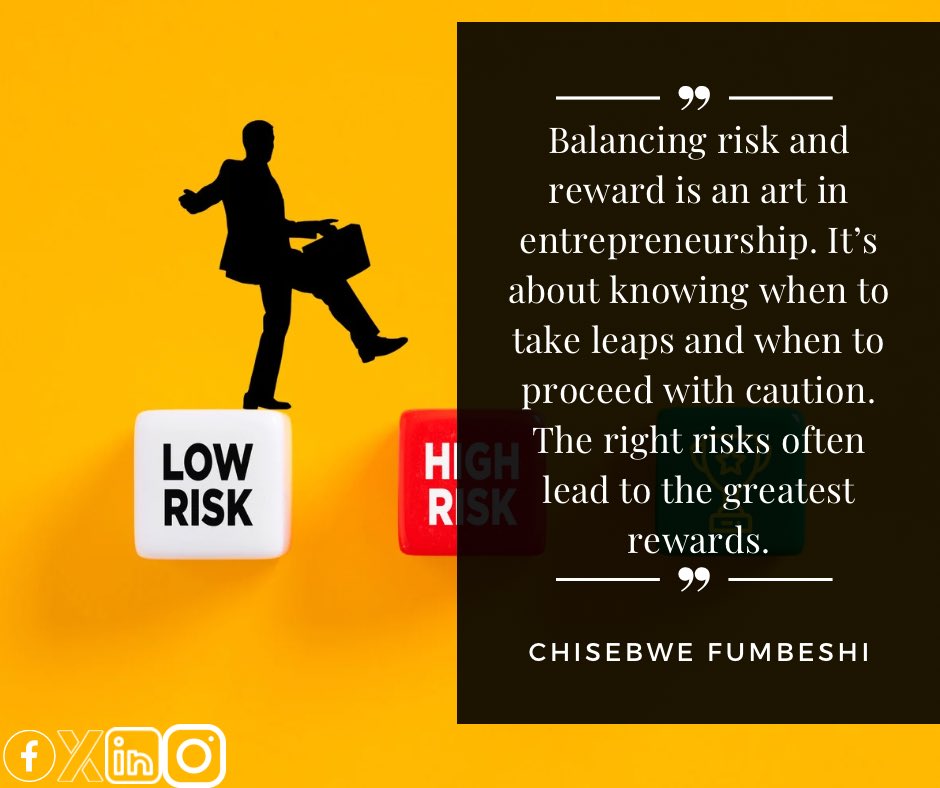 Balancing risk and reward is an art in entrepreneurship. It’s about knowing when to take leaps and when to proceed with caution. The right risks often lead to the greatest rewards.
#chisebwefumbeshi #RiskTaking #Reward #BusinessDecisions