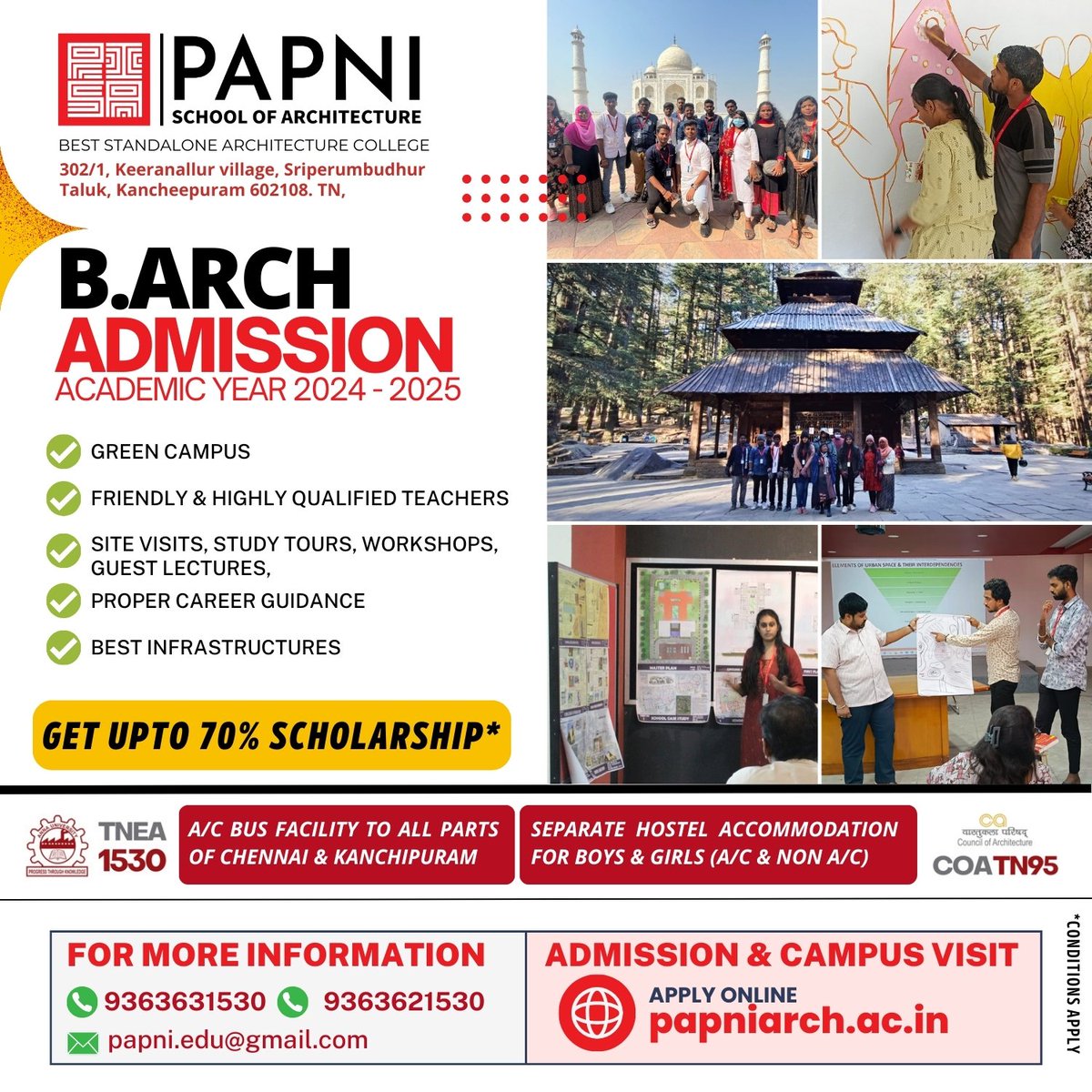 B.Arch. Admission Open Now at Tamil Nadu's Best Standalone Architecture College Papni School of Architecture!

For Admission ➡️ cutt.ly/9w0VMqZt

#BArchAdmission #barch #nata2024 #papnisoa #BArchAdmission2024 #ArchitectureAdmissions #2024BArch #BuildingDreams