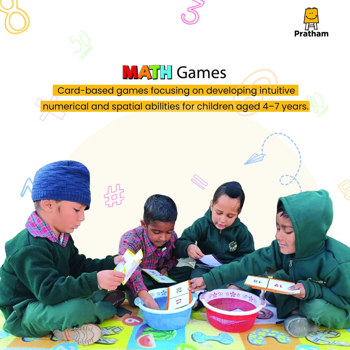 With an aim to make Math learning fun for children and dispel their phobia towards it, Pratham, in partnership with JPAL South Asia, has piloted an innovative game-based Mathematics curriculum in Punjab, Himachal Pradesh, and Delhi. #pratham #ngo #learning # math