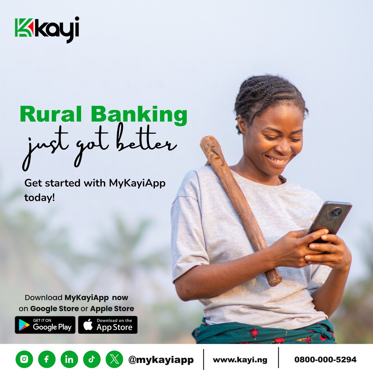 Transform rural banking with Kayiapp! Step into a modern era of financial services by downloading the Kayiapp from the Apple Store or Play Store today. 

#MyKayiApp #NowLive #Kayiway #DownloadNow #Bankingwithoutlimits #downloadmykayiapp