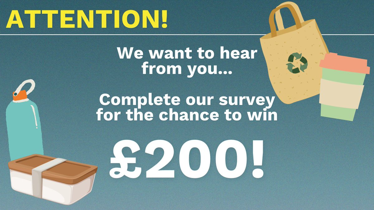 Want the chance to win £200?! 😍 If you're a resident of Camden, Enfield, Haringey, Hackney, Islington or Waltham Forest we want to hear your thoughts on single-use plastics & switching to reusables. 🤔 Take our survey below NOW before it closes! 🔽 smartsurvey.co.uk/s/E7PKFH/