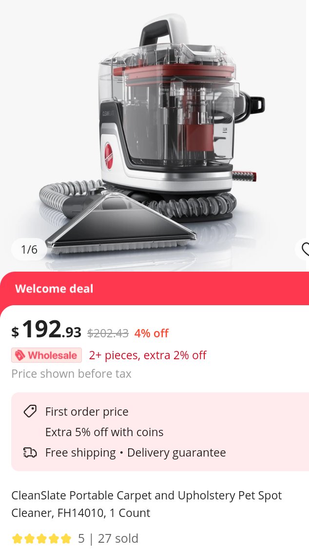 Just found this amazing item on AliExpress. Check it out! USD 202.43 100% CleanSlate Portable Carpet and Upholstery Pet Spot Cleaner, FH14010, 1 Count ♥️👉 s.click.aliexpress.com/e/_ookQb1U #cleancarpet #Aliexpress