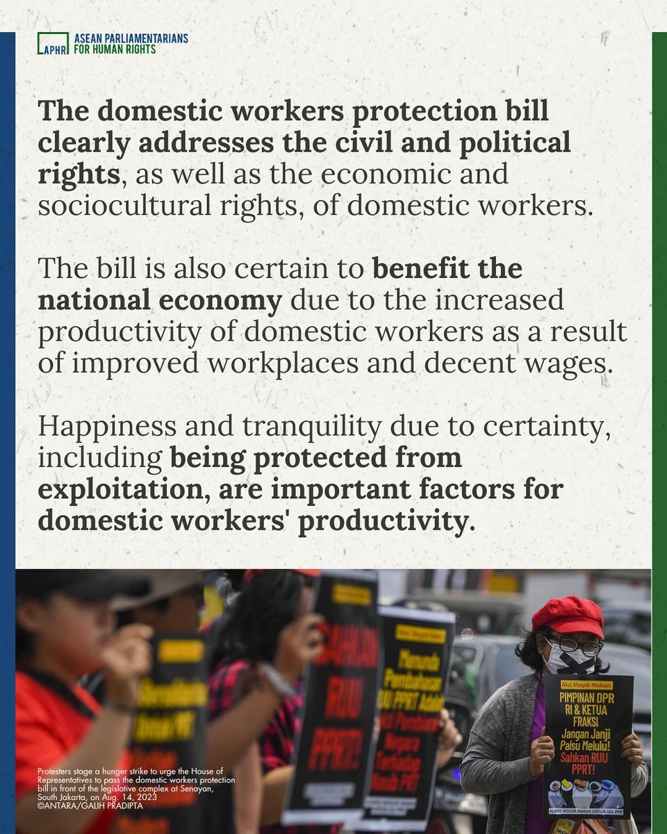 The domestic workers protection bill clearly addresses the civil and political rights, as well as the economic and sociocultural rights, of domestic workers. @jalaprt