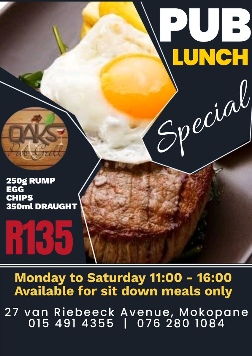 #oakspubandgrill #mokopane #publunch #dailyspecial