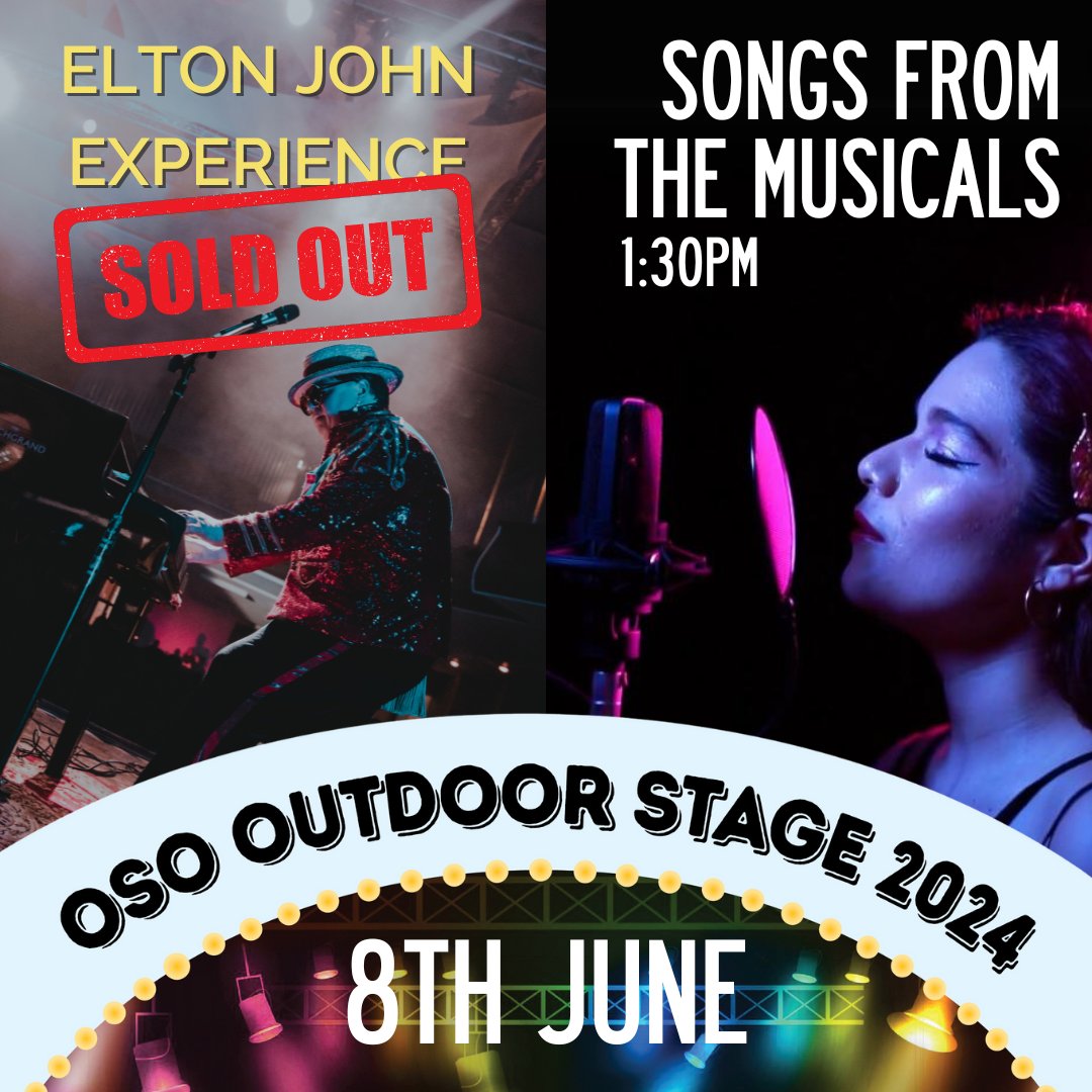 The Elton John Experience has sold out! But there's still tickets left for the afternoons Songs from the Musicals. Don't miss out on your chance to attend this year's Outdoor Stage and book now!