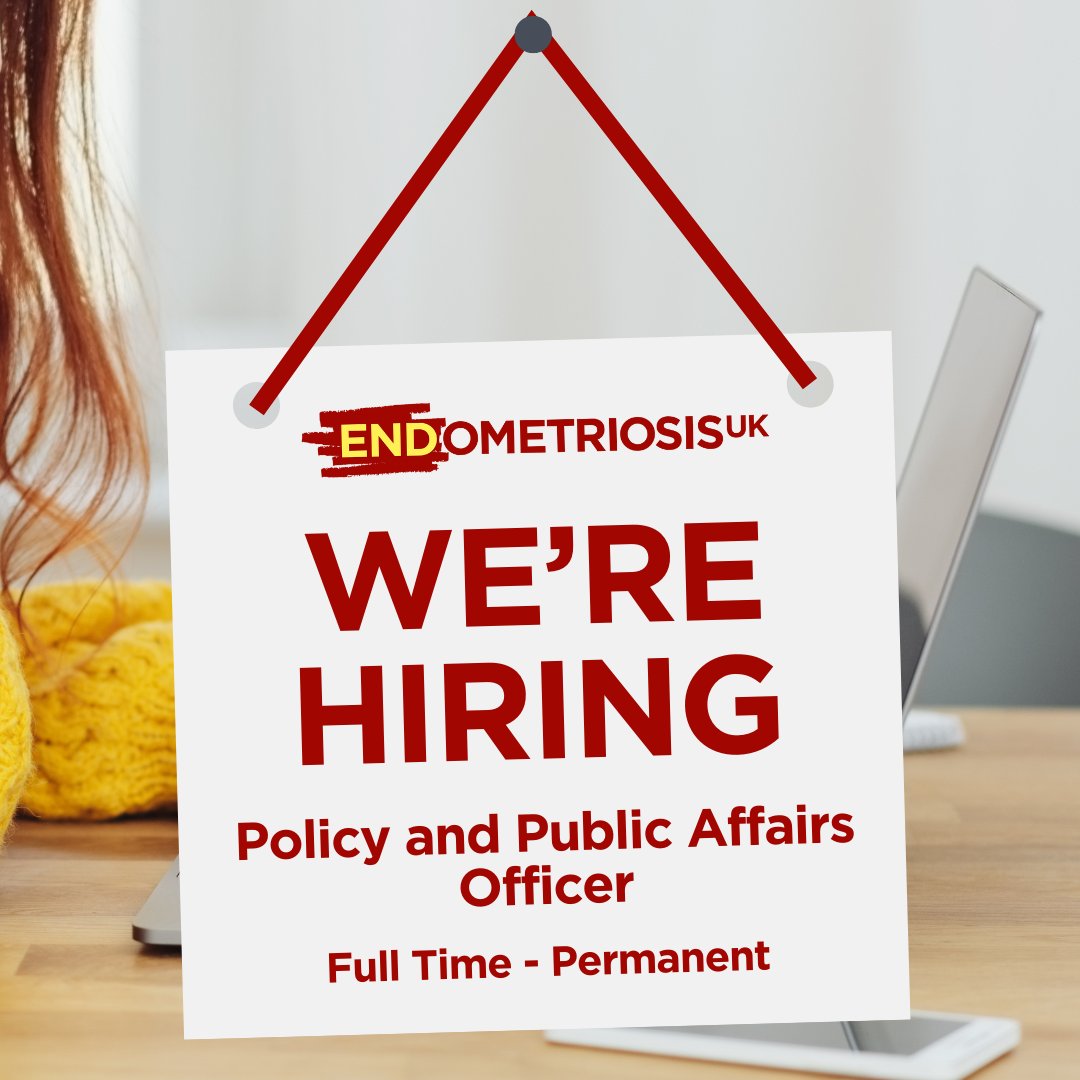 We're Hiring!⁠ ⁠ We have an exciting opportunity for a Policy and Public Affairs Officer to join our team. ⁠ ⁠⁠ Find out more and apply at: endometriosis-uk.org/working-us