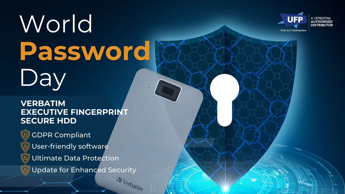 Using a combination of AES 256-bit hardware encryption & biometric technology, opt for Enhanced Data Security this ‘World Password Day’ to protect your customer's data with the Verbatim Executive Fingerprint Secure HDD 🔐🌍 #secure #verbatim #authoriseddistributor