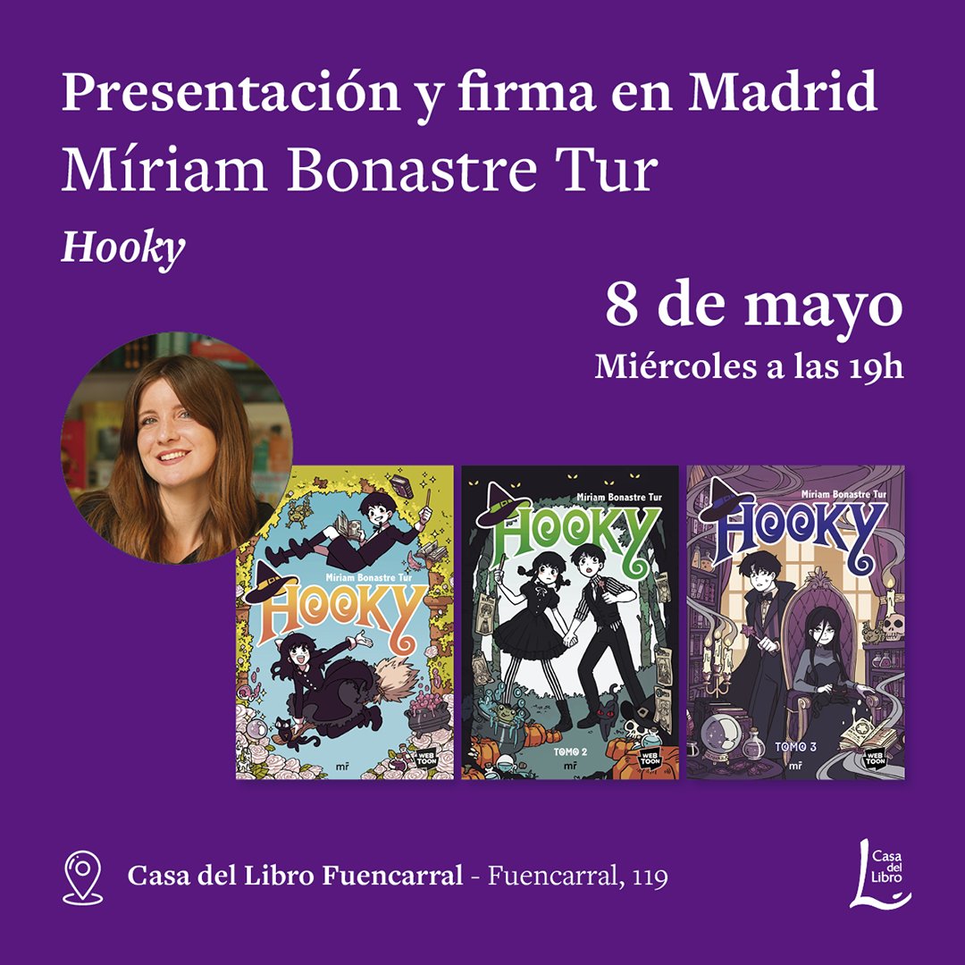 ¡Apunta la fecha! 📣 Presentación y firma 'Hookey' de Míriam Bonastre Tur 🙌 📅8 de mayo 🕖 A las 19h 📍Casa del Libro, Fuencarral ¡Os esperamos!