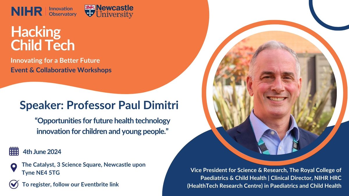 NIHR Innovation Observatory (@nihrio) on Twitter photo Professor Paul Dimitri, leader of innovation in child health, is speaking at 'Hacking Child Tech'! Paul is Prof. of Child Health Technology, Clinical Director of <a href="/NIHRChildrenHRC/">NIHR HRC in Paediatrics and Child Health</a> & TITCH Network, & VP for Science & Research at <a href="/RCPCHtweets/">RCPCH</a>. Register nowševentbrite.co.uk/e/nihr-innovat⦠Professor Paul Dimitri, leader of innovation in child health, is speaking at 'Hacking Child Tech'! Paul is Prof. of Child Health Technology, Clinical Director of <a href="/NIHRChildrenHRC/">NIHR HRC in Paediatrics and Child Health</a> & TITCH Network, & VP for Science & Research at <a href="/RCPCHtweets/">RCPCH</a>. Register nowševentbrite.co.uk/e/nihr-innovatā¦
