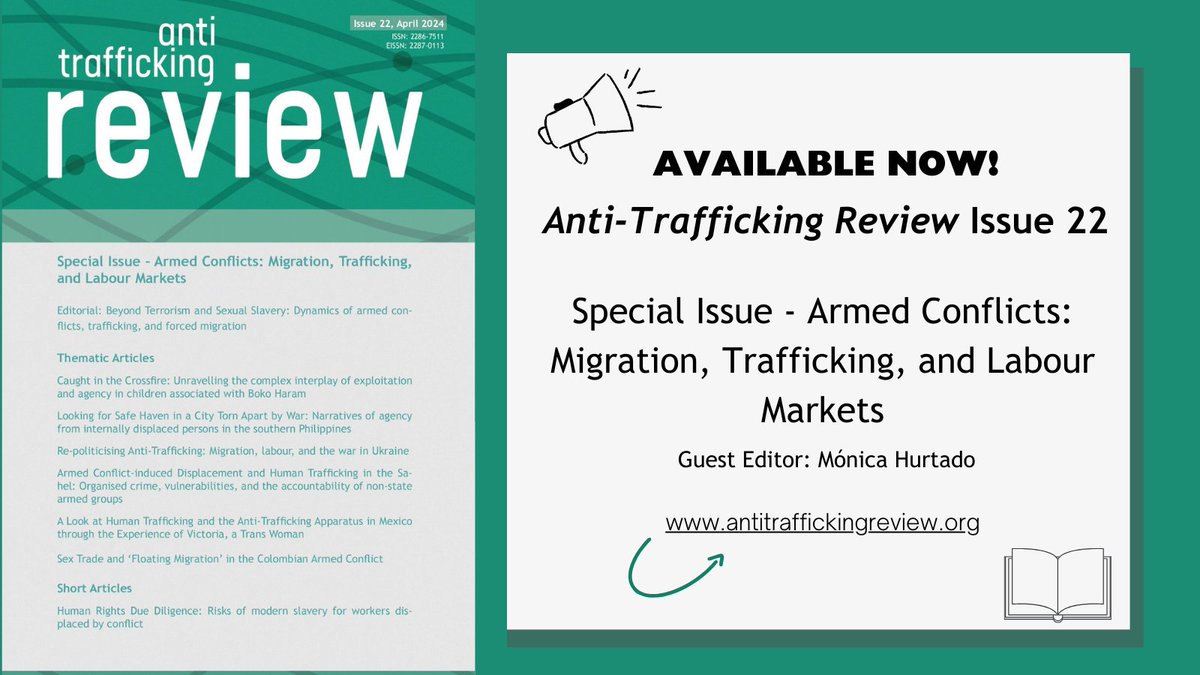Our Special Issue highlights the plight of 110M+ displaced & 2B in conflict zones. Featuring analyses from the #Philippines, #Ukraine, #Sahel, #Nigeria, #Mexico, & #Colombia, we explore the link between violence & the risks of trafficking & exploitation bit.ly/4a4FNAf