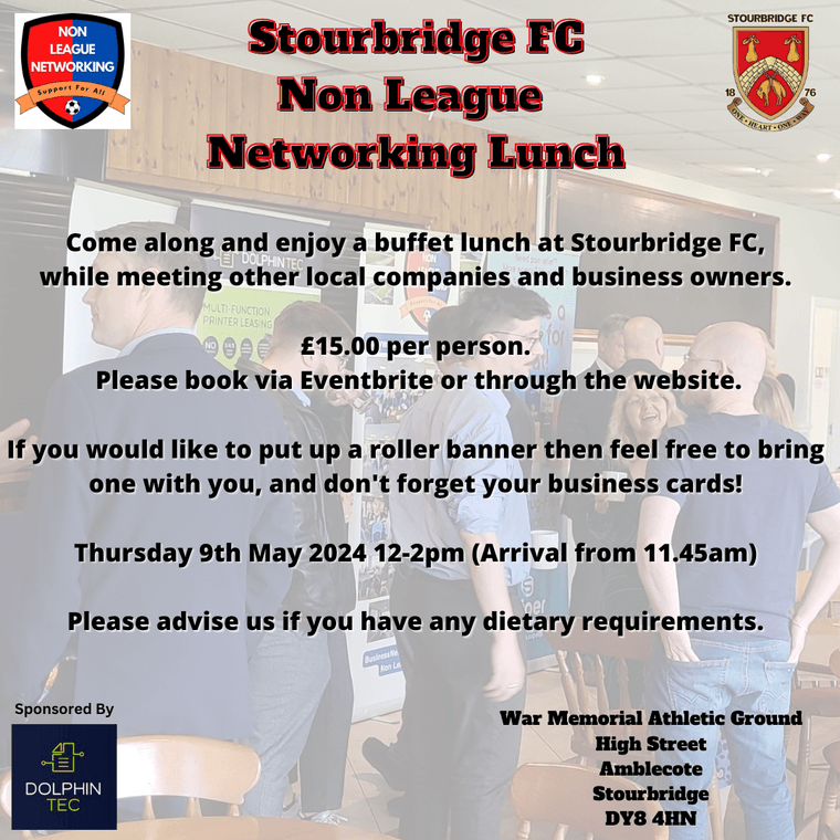 The Stourbridge FC Networking Lunch - Next meeting THURSDAY 9TH MAY #Pitchero stourbridgefc.com/news/the-stour…