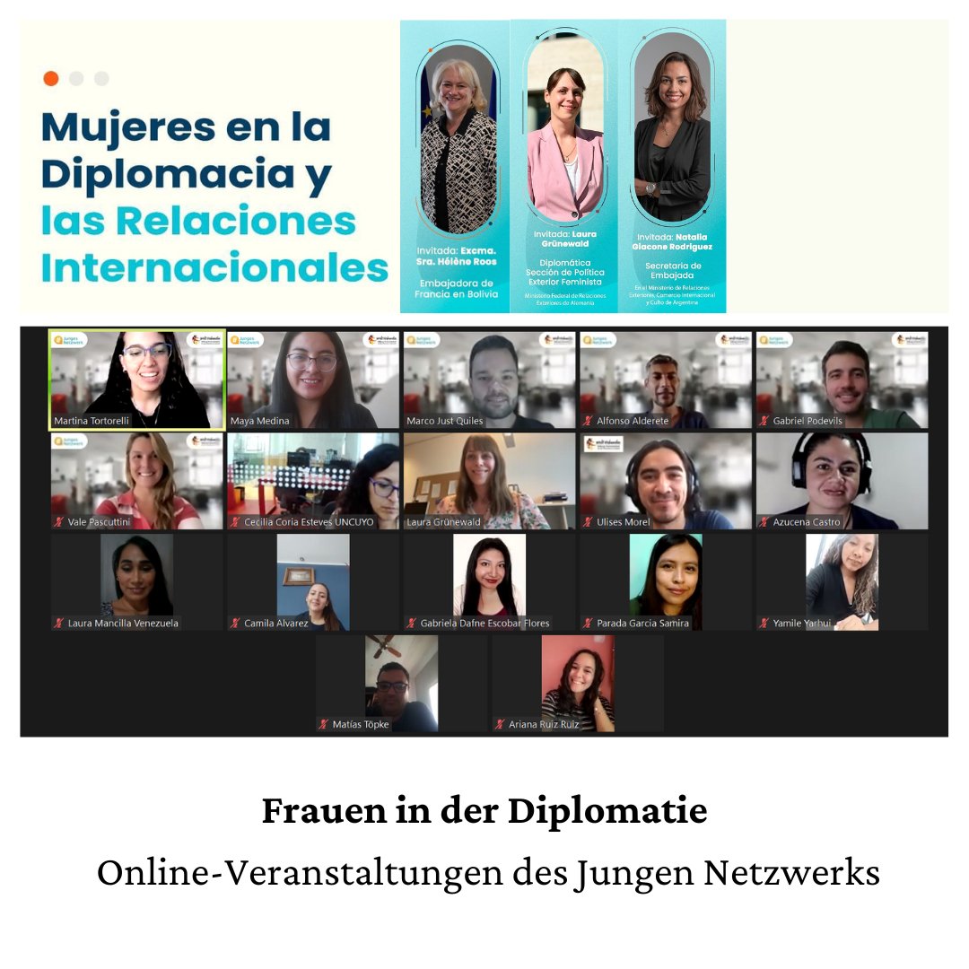 Frauen in der Diplomatie und den internationalen Beziehungen. - Virtuelle Veranstaltungsreihe von #JungesNetzwerk

Mehr dazu:
stiftung-verbundenheit.de/blog/frauen-in…

@NetzwerkJunges

#StiftungVerbundenheit #JungesNetzwerk #FraueninderDiplomatie #Südamerika