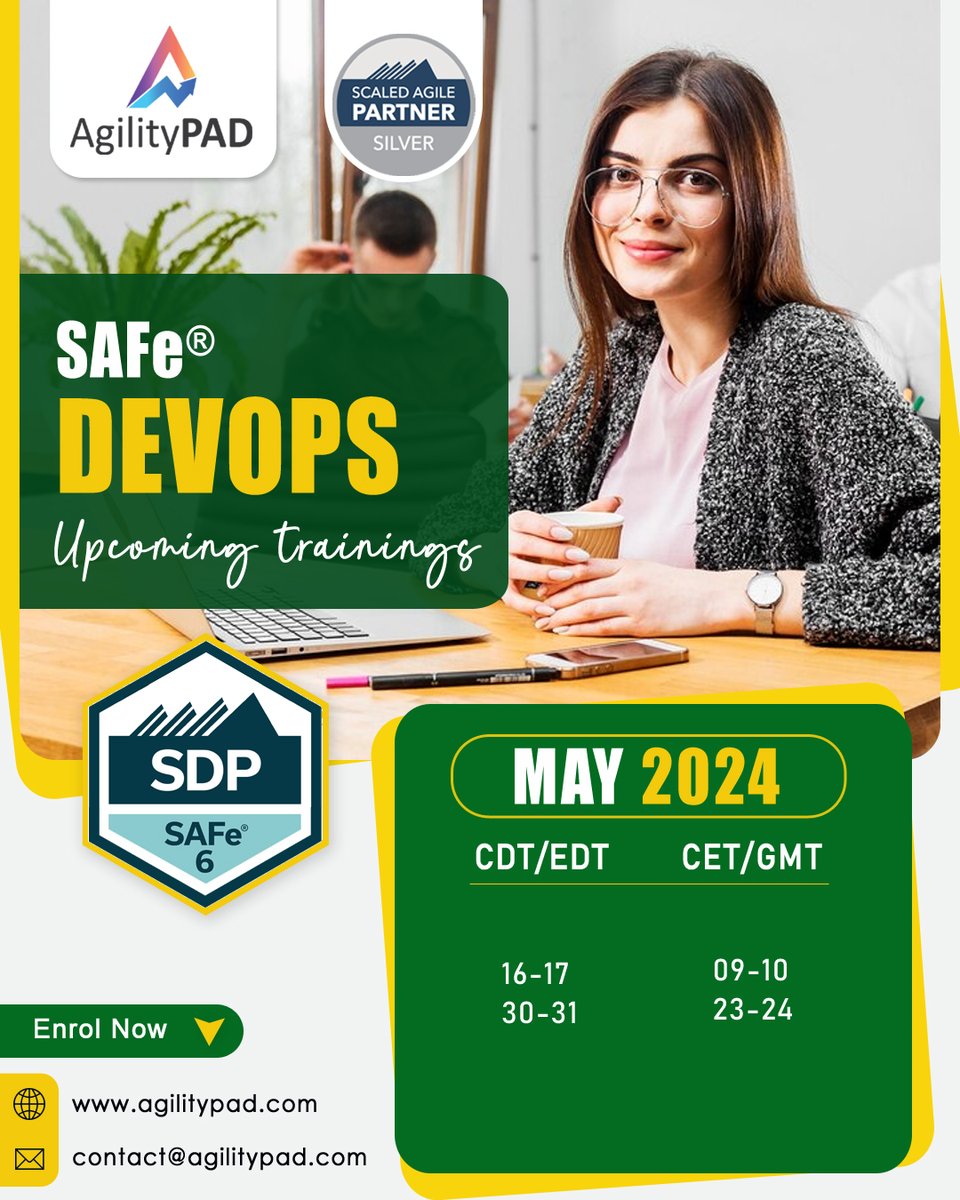 Enroll Now for Upcoming SAFe® DevOps (SDP) Online Certification Training in May 2024.🎓agilitypad.com/safe-devops-sd… #scrummaster #projectmanager #businessagility #agilitypad #DevOps #devopstraining #softwaredeveloper #machinelearning #bigdata #softwareengineering #cloudsecurity