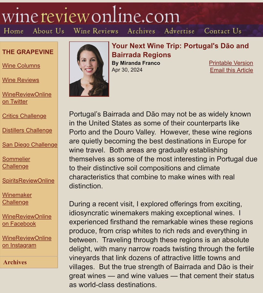 Consider Dão and Bairrada for your next wine expedition. Discover the reasons why in my most recent column - winereviewonline.com/MirandaFrancoB…. <a href="/WineReviewOnlin/">WineReviewOnline.com</a> <a href="/JuliaKemperWine/">Julia Kemper Wines</a> <a href="/wines_portugal/">Wines of Portugal</a>