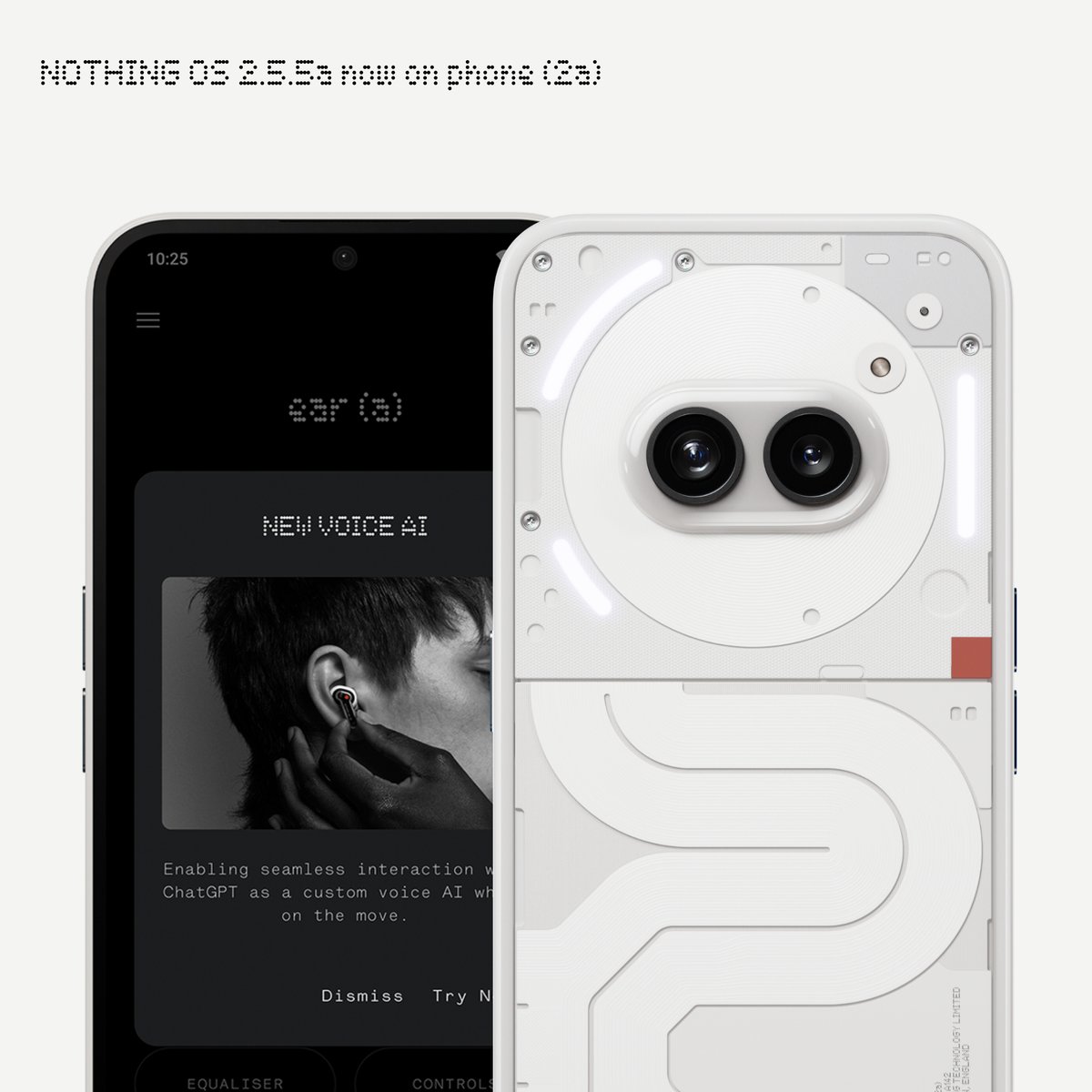 Nothing OS 2.5.5a is now on Phone (2a). ChatGPT integration: The following features are available with the latest ChatGPT app. Download via the Play Store. 💬 New gesture option in the Nothing X app for starting a voice conversation with ChatGPT. Works via Nothing Ear and…