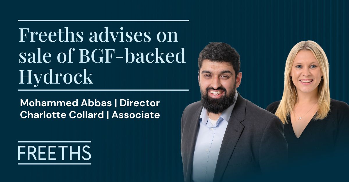 We have advised the shareholders of BGF-backed Hydrock, on its sale to Stantec, a listed global leader in sustainable design and engineering 🤝 Read the full press release here 👇 freeths.co.uk/insights-event… #CorporateLaw #BGF #Hydrock #MergersAndAquisitions