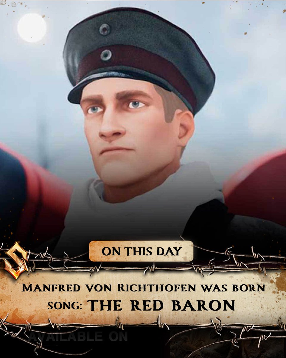 On this day in 1892, Manfred von Richthofen was born. “The Red Baron” was inspired by him. The spring of 1917 was his deadliest period in the cockpit, he shot down 22 allied aircraft in April! Before his death on April 21, 1918, he had 80 aerial victories👉music.sabaton.net/TheRedBaron