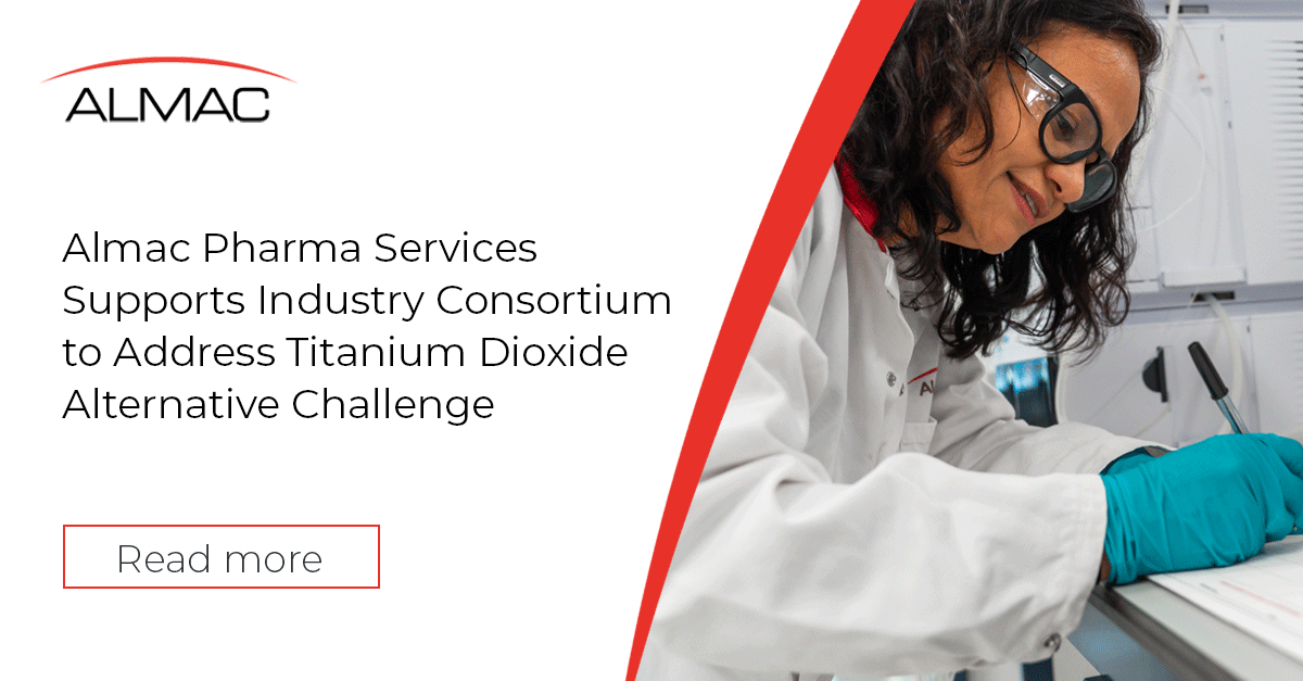 Almac Pharma Services supports industry consortium to help address the critical investigation into TiO2-free systems with the aim of future proofing the delivery of safe and effective solid oral treatment supply to patients in need. Read more: hubs.li/Q02vHJHh0