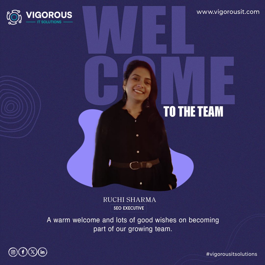 Welcome to our team Ruchi Sharma you're a great addition to the team and 🚀we know you'll accomplish amazing things at Vigorous IT Pvt Ltd.

🎉 Congratulations on the new position and many good wishes to you. 🎉

#welcomeonboard #seo #executive #development  #joining #vigorousit