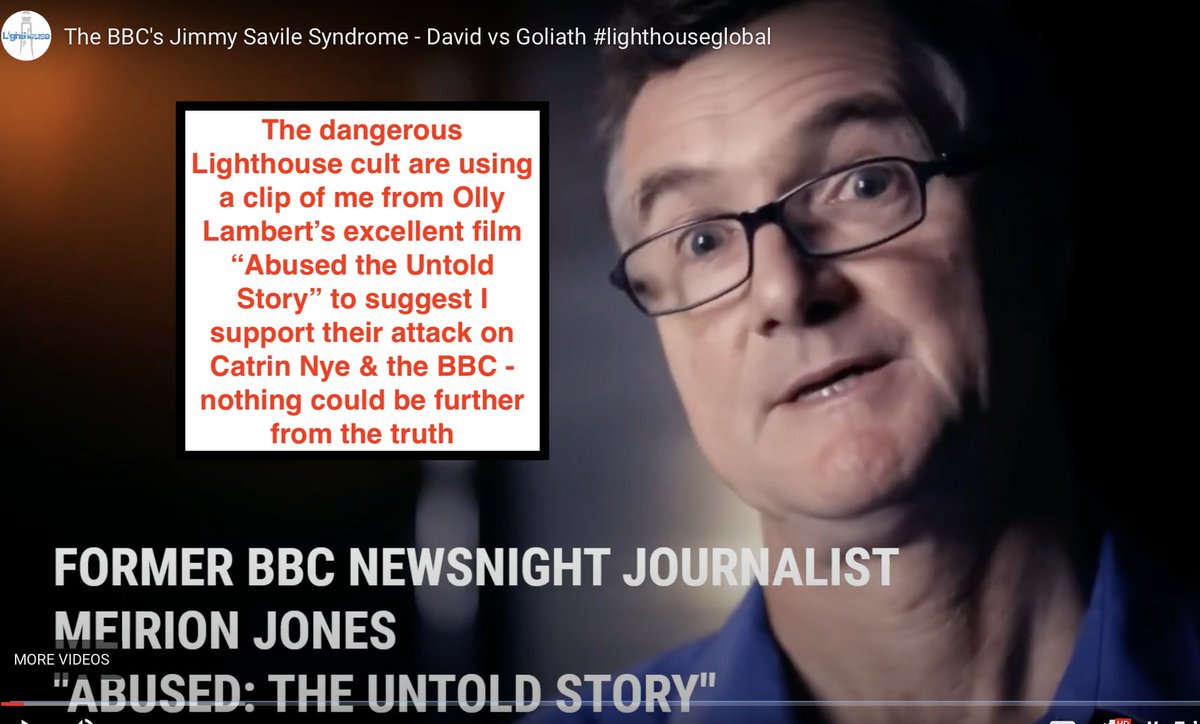 I exposed #Savile & BBC cover-up at personal cost. That doesn't mean I think everything BBC does is wrong. I've investigated paedophilia & cover-ups in Catholic Church, BBC, Schools & other institutions over many years. The Lighthouse cult is lying about @CatrinNye. She was...