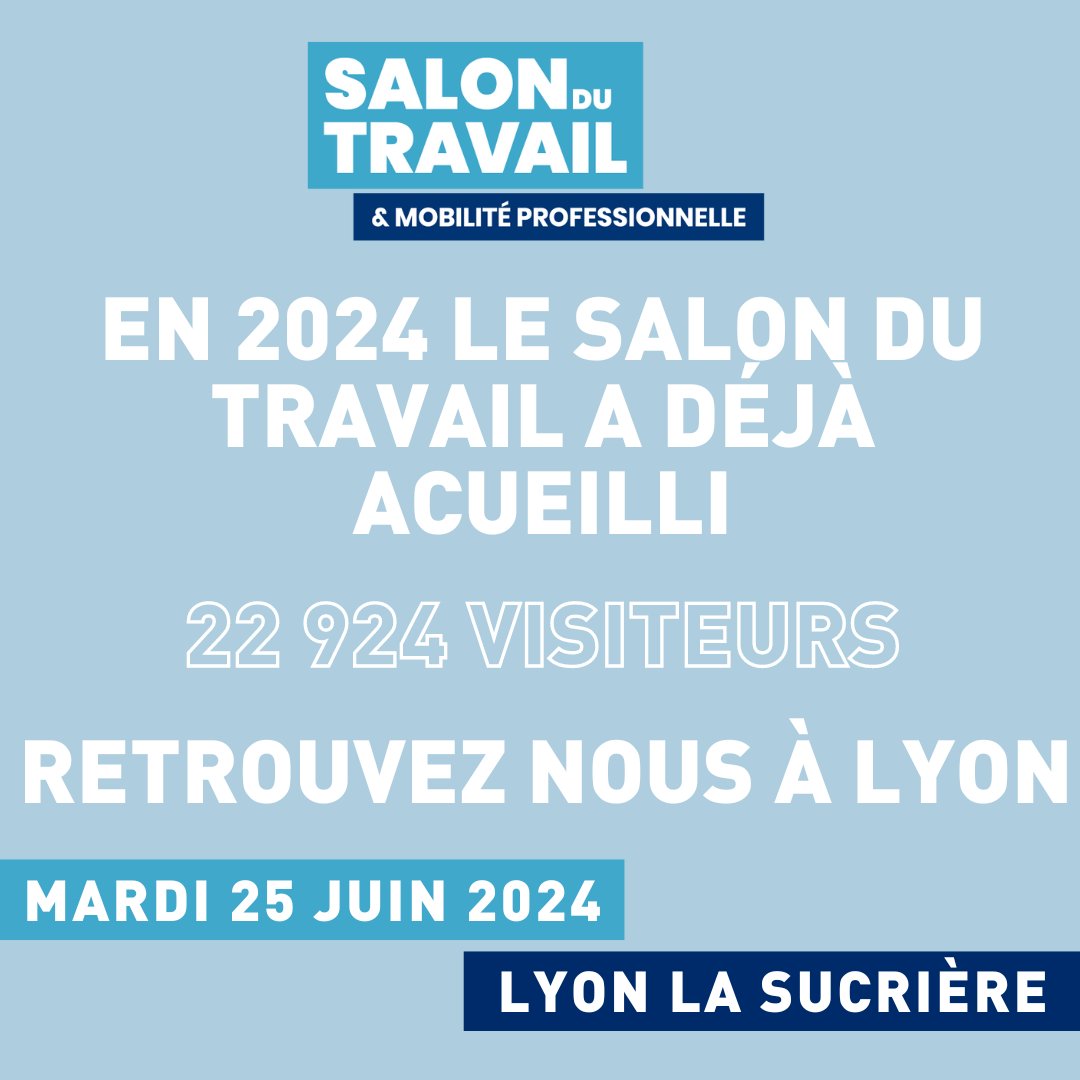 🤝Retrouvez le salon à Lyon pour la première fois ! 📅 25 juin 2024 📍 Lyon La Sucrière Inscrivez vous gratuitement dès maintenant 👉 lnkd.in/eDMicMXK #SalonDuTravail #SalonDuTravail2024 #emploi #recrutement #formation #reconversionprofessionnelle #cdi #recherche #Lyon