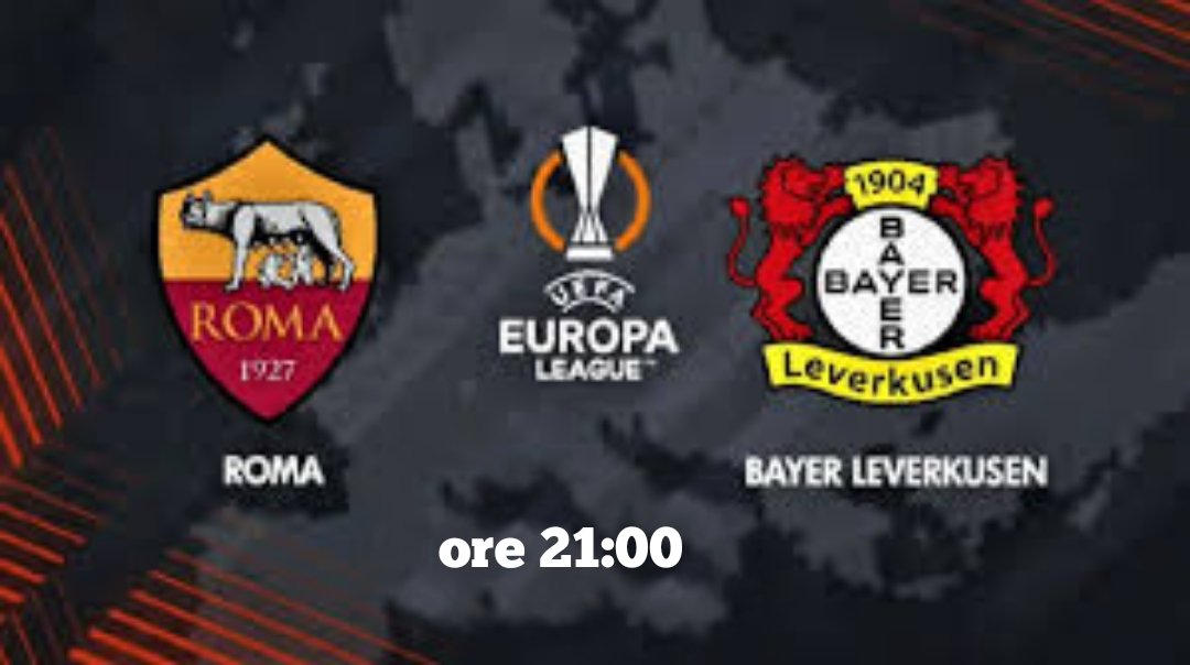 #EuropaLeague #UEL 🏆🇪🇺
#MarsigliaAtalanta  🇲🇫 🇮🇹
ore 21:00 diretta TV @DAZN_IT
#RomaBayerLeverkusen  🇮🇹 🇩🇪
Diretta in chiaro @RaiUno 21:00
#WeAreCalcio #Calcio #UEFA
#Bergamo #Roma #Italia
@s_tamburini @ZZiliani @brunosiciliano7 @TolliVincenzo @DiegoDeLucaX @CucchiRiccardo