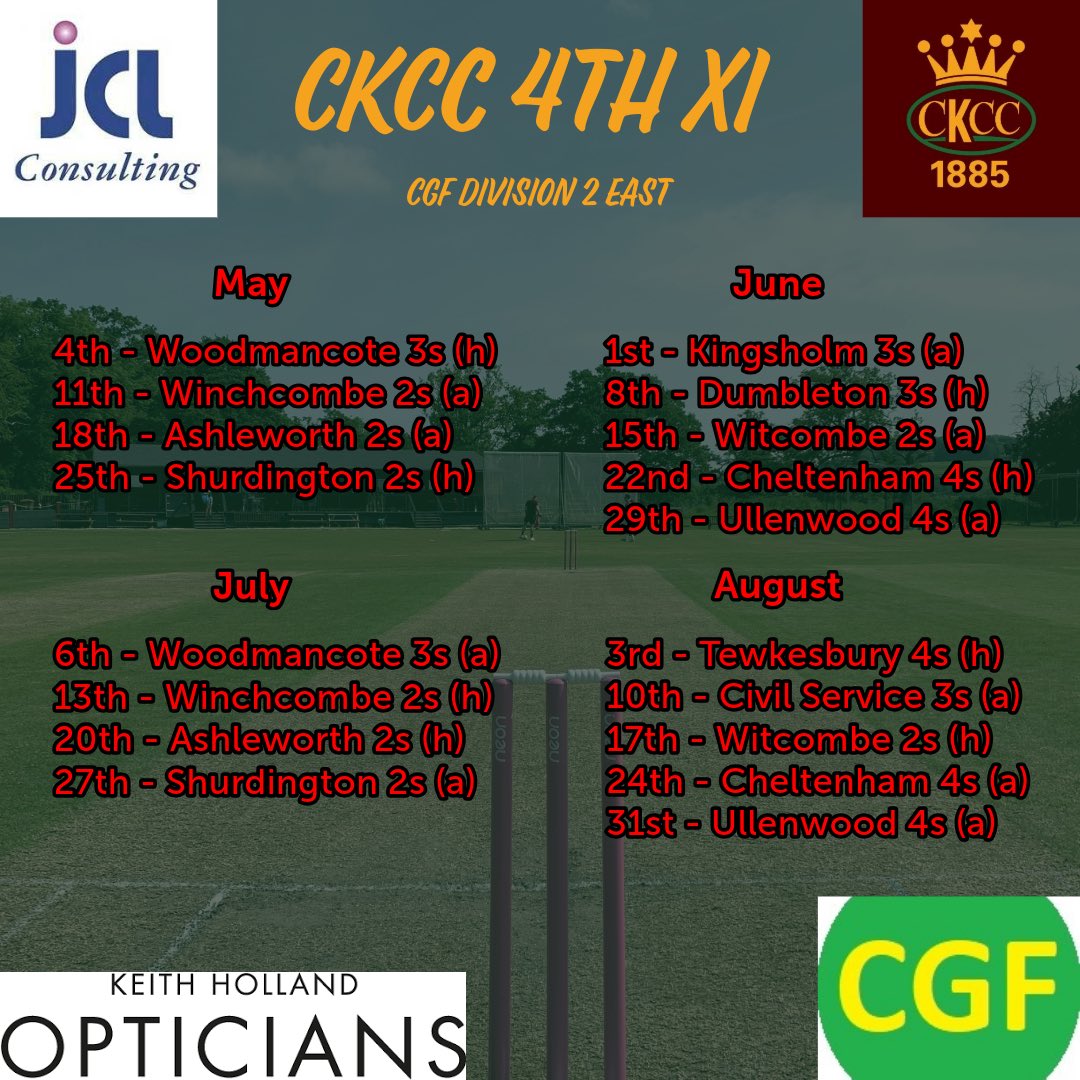 SENIOR FIXTURES 2024

This weekend sees the return of our Saturday League Fixtures!

Thanks once again to our sponsors for supporting us this season. 

Good luck to all our teams and players involved! #UTK 🏏 ☀️ 🍻