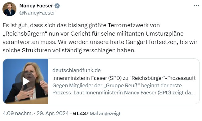 9 Leute, darunter Rentner mit Rollator, sind 'das bislang größte Terrornetzwerk', bewaffnet mit Luftgewehren & Küchenmessern. Oh ja, da stand dieses Deutschland kurz vor dem Umsturz, weil sich in Chatgruppen darüber ausgetauscht wurde, dass ...