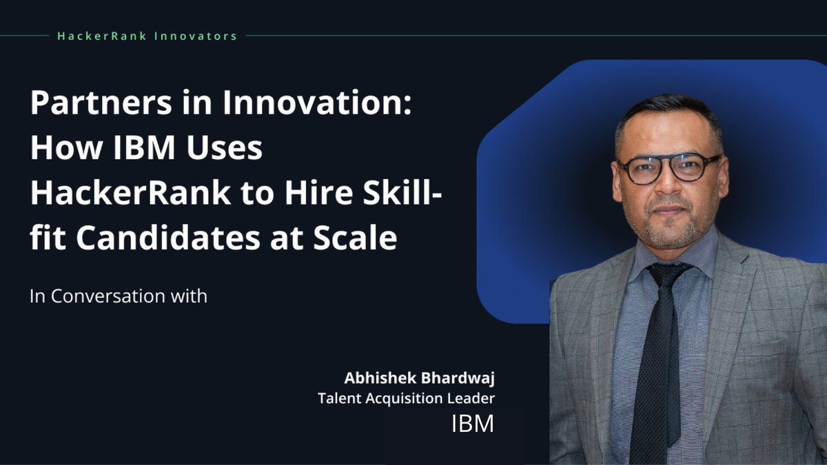 Hiring skill-fit candidates is crucial for driving organizational success. In an insightful discussion, Abhishek Bhardwaj, a TA leader at @IBM, shared how they are using HackerRank's AI prowess to hire top talent efficiently & equitably. More here: hackerrank.com/blog/how-ibm-h…