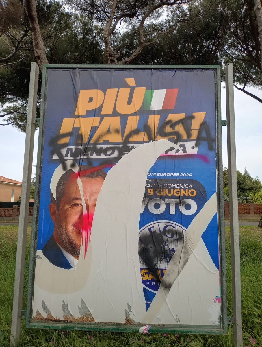 Vedo che il clima in Toscana si sta rapidamente spostando verso quell'arietta che c'era nel 2015 quando feci la campagna elettorale come candidato governatore... A Rosignano vandalizzati tutti i manifesti Lega.