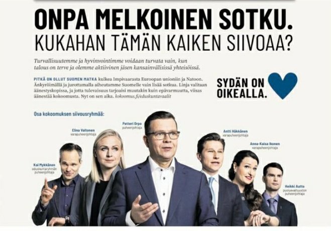 @JiiiHaa @UllaKaukola Mitä, kokoomuksen äänitorvi hyökkää @persut ja @ir_rkp vastaan näin massiivisesti. Onkohan Purran hallituksessa oleva Orpo huomannut, ettei hallitusohjelma ollut sittenkään niin hyvä hallitusohjelma. Persujen kanssa kahlattu katastrofista toiseen eikä toista päätä näy.