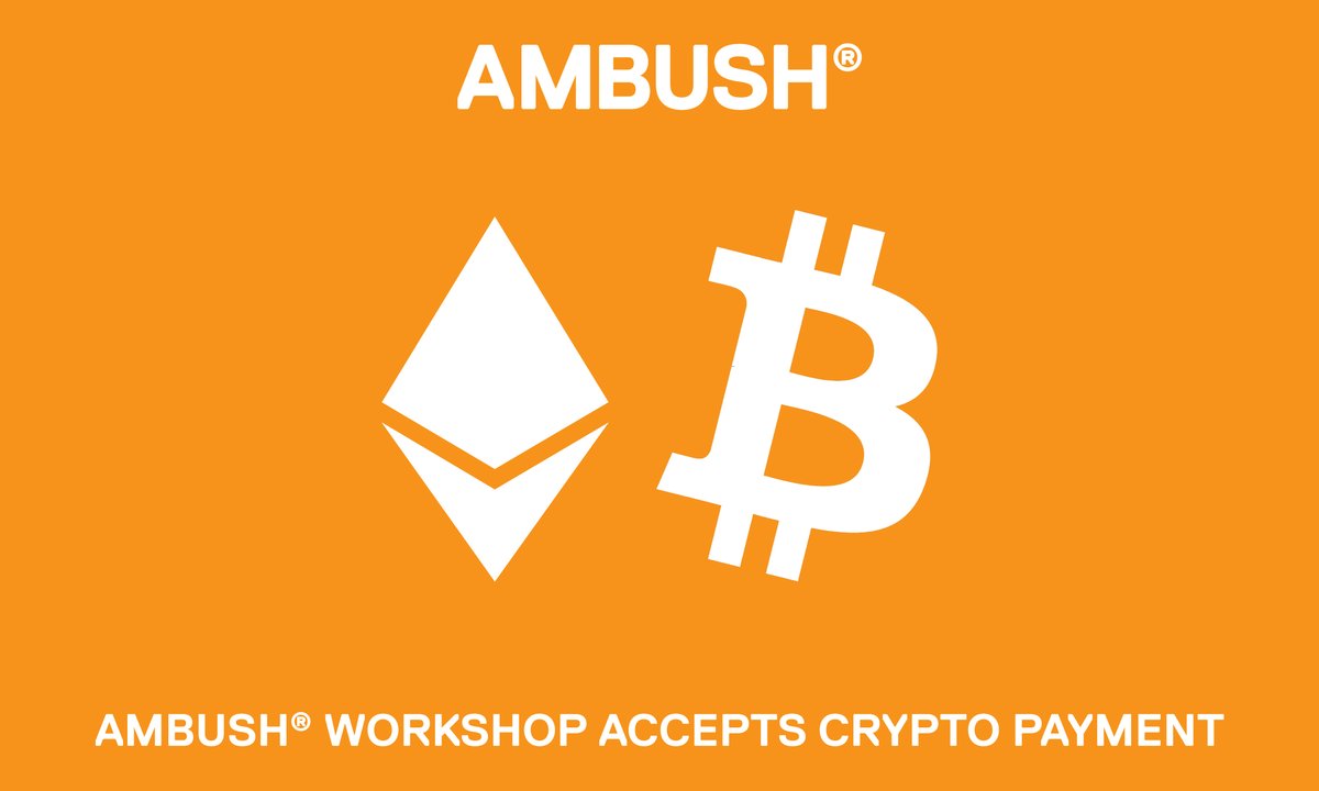 #AMBUSH®︎ WORKSHOP now accepts #crypto payment. Purchase using #Ethereum, #Bitcoin and Bitcoin Cash. AMBUSH®︎ WORKSHOP 店舗限定で仮想通貨決済をスタート。Ethereum, Bitcoin, Bitcoin Cashがご利用可能です。 Available Location: AMBUSH®︎ WORKSHOP (1-22-8 Shibuya, Shibuya-ku, Tokyo)