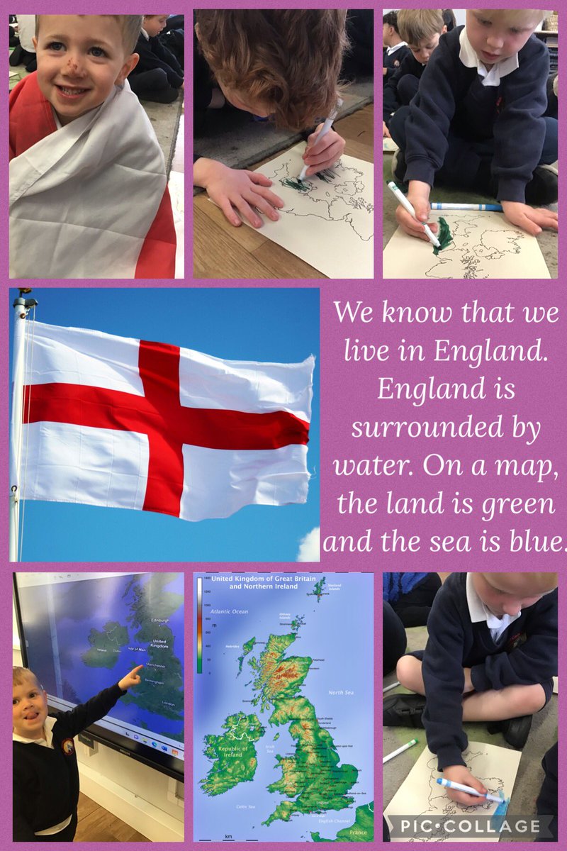 In #GeographyEdGA we are learning all about England in #nurseryGA #England #map #globe