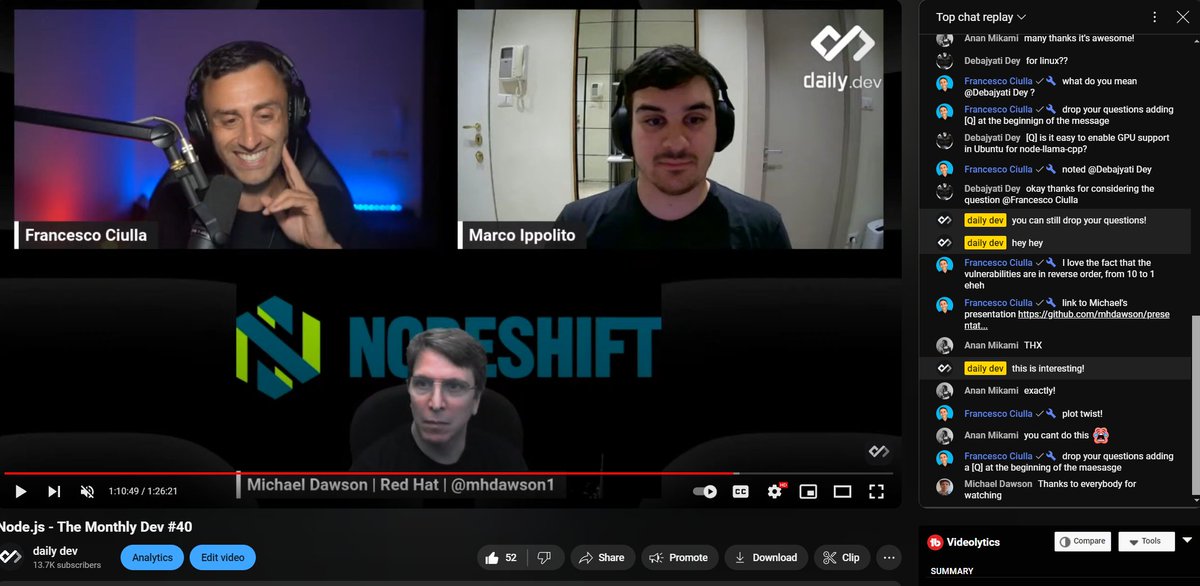 Last Tuesday, we had @mhdawson1 and @satanacchio talking about Node.js We also talked about the Node.js 22 release (@satanacchio is part of the Node.js Core team, and he wrote the blog article about the release!) In case you missed it, see the link below.