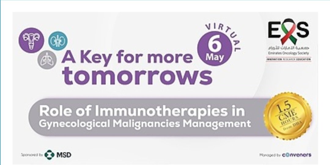 🎁 Free CME UAE  🇦🇪 
📚 Role of Immunotherapies in Gynacolological Malignancies Management 
📅 6 May 2024
🎁 1.5 CME Hours 
🖌 Registeration + Certificate 
register.gotowebinar.com/register/50978…