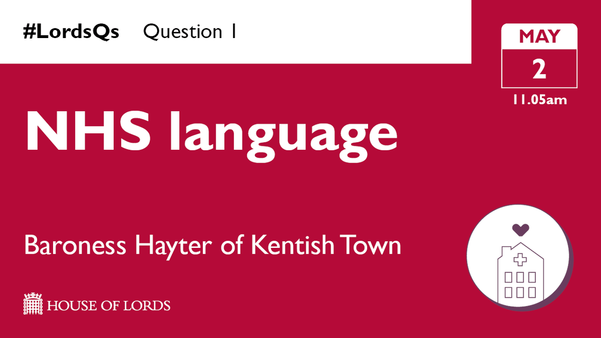 ❓ In #LordsQs from 11.05am:

Use of the word women by @NHSEnglandLDN on the agenda as @HayteratLords questions government.

📺 Watch online at the link in our bio

1/4 🔽