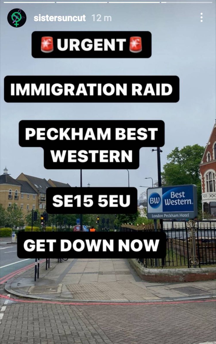 If you can reach Peckham now! Pls share 🚨 SUPPORT NEEDED NOW - Best Western Hotel, Peckham, SE15 5EU 🚨 

Our friends are being moved against their will to the Bibby Stockholm and we need support to resist ‼️