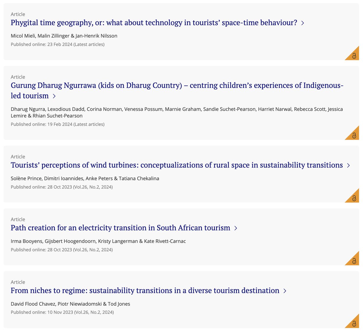 ✅ Want access to cutting-edge research and knowledge on tourism geographies and related topics? 🌏 Tourism Geographies has a wide range of articles available OPEN ACCESS and FREE to download. 🔎 Check them out here: tandfonline.com/action/showOpe…