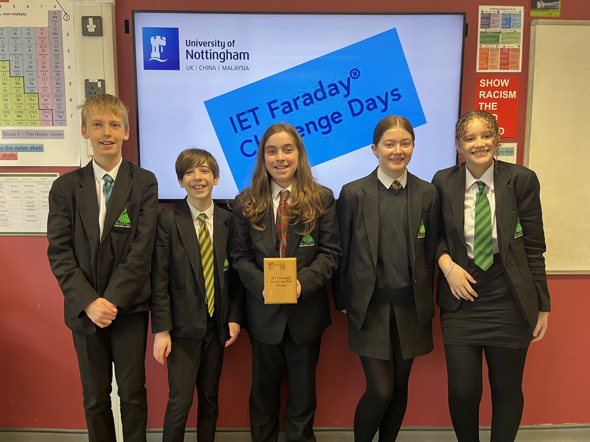 A huge congratulations to the winning team from @woodlands_derby who took part in our IET Faraday Challenge Day @UniofNottingham last week.

#IETFaradayChallengeDay #STEM #Engineering #NextGeneration #FutureEngineers