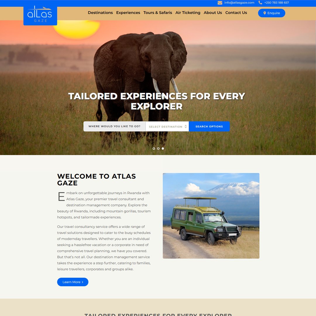 🌍 Experience the beauty of Africa's wildlife with Atlas Gaze. We crafted a stunning, user-friendly website to help you discover unforgettable experiences.  Explore immersive wildlife experiences & embark on your dream African adventure: atlasgaze.com #TravelAfrica #SEO
