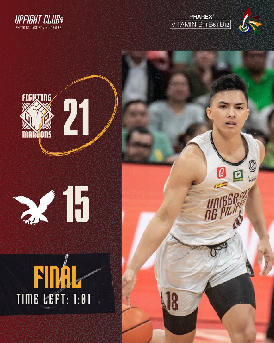 FINAL: @upmbt also claims victory in their first 3x3 game as they down the Ateneo Blue Eagles with 1:01 left, 21-15 🏀💪🏼

Powered by:
Pharex B-Complex

#UPFight✊🏼 #FiredUP🔥 #SupportAllSports #UAAPSeason86