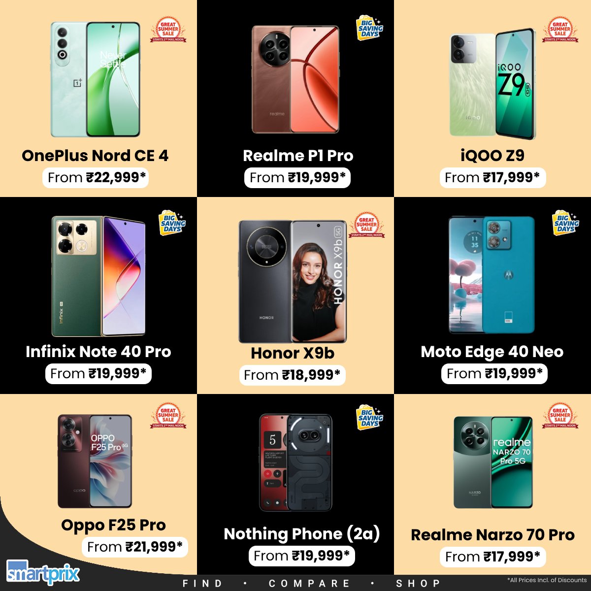 Best 5G smartphones around 20K range with never before prices smpx.to/r3uUox

Which one will be your choice?

#5G #OnePlusNordCE4 #realmP1Pro #iQOOZ9 #HONORX9b #NothingPhone2a