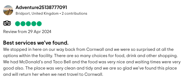 "Best services we've found."
Always nice to get a good review on Tripadvisor! ☺️
tripadvisor.co.uk/reviews?locati…