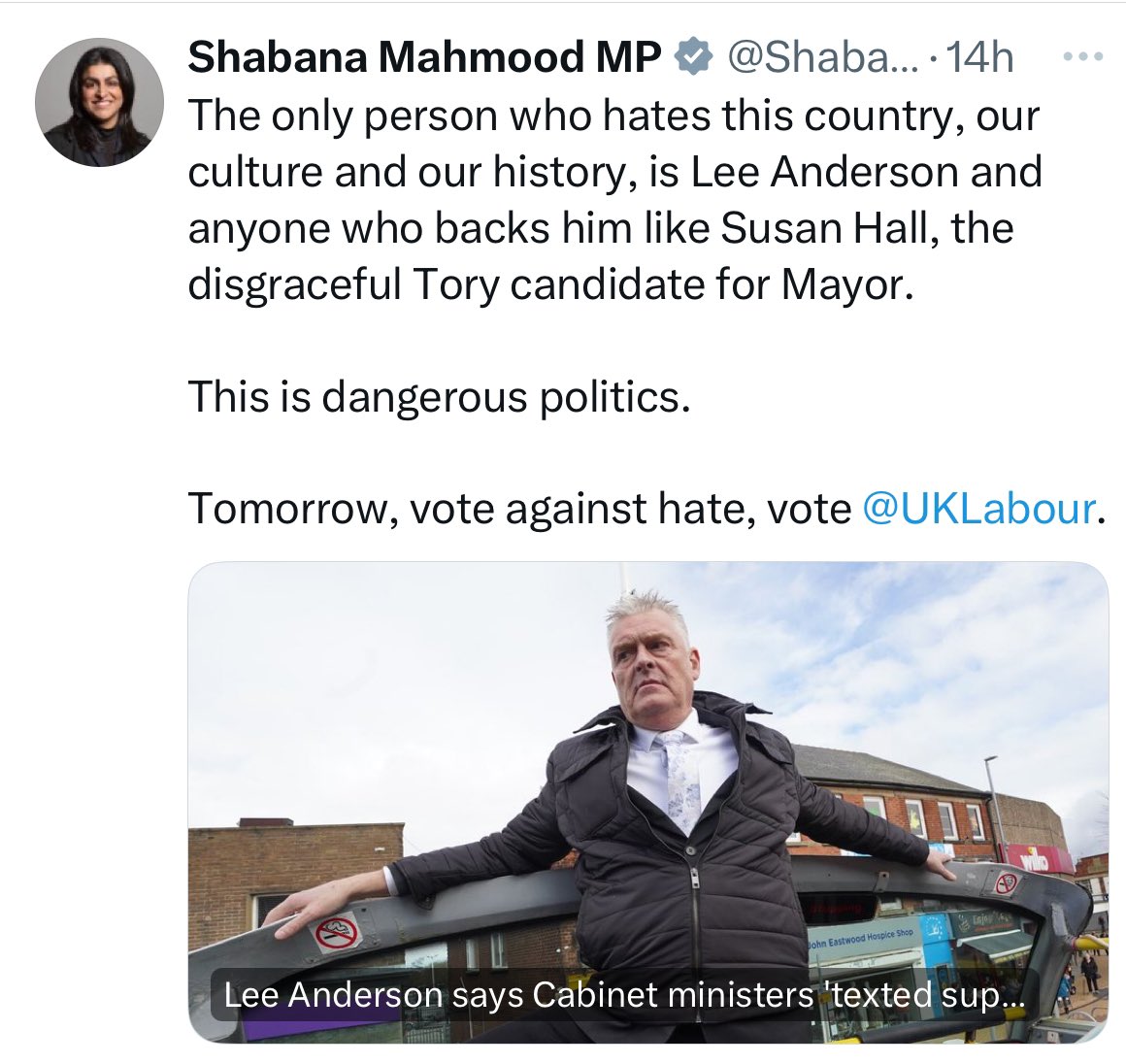 I am backing Susan Hall, so does that mean I hate this country, culture and our history? Or am I just the wrong shade of brown for Labour because I don’t vote for the divisive hateful and incompetent @UKLabour .