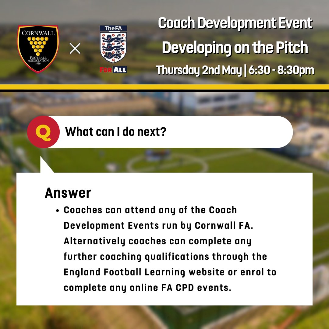 Cornwall FA are delighted to have Vincent Halsall delivering our CPD on Developing on the Pitch tonight at @StickerAFC ⚽ There's still time to sign up if you're free this evening and want to develop your coaching skills TONIGHT! 👇 Click here to signup: bit.ly/3SkhWFY